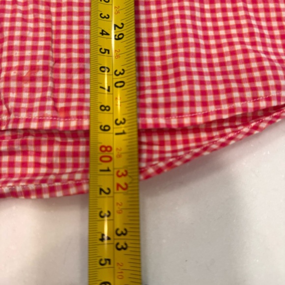 Lacoste Men’s  Button Down Shirt Red/white Check Short Sleeves Logo Sz 42 Large - Picture 8 of 11